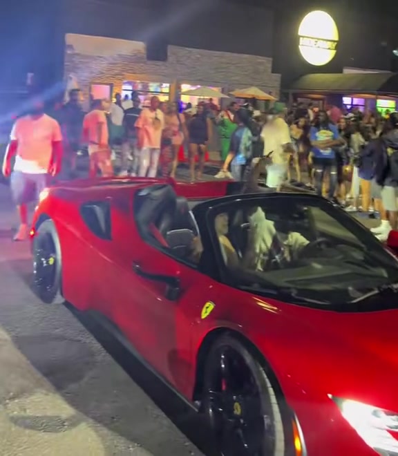 Cars and guests at a nightlife event